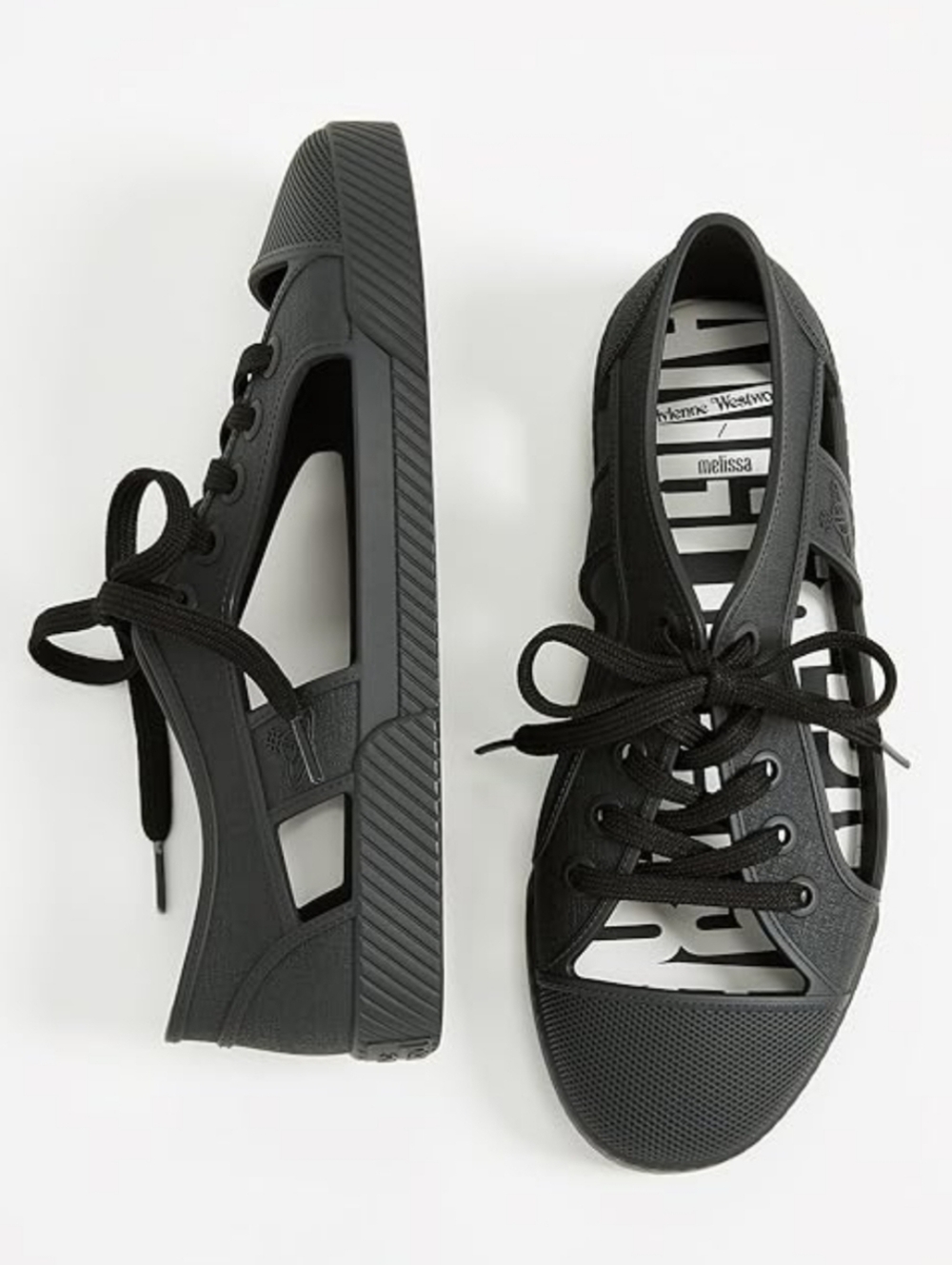 Melissa Black Cutout Lace-Up Women’s Sneakers